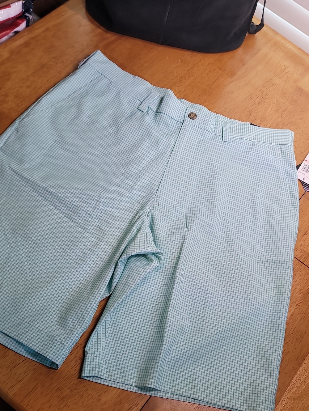 PGA Tour Mint Green & White Micro-Check Athletic Shorts